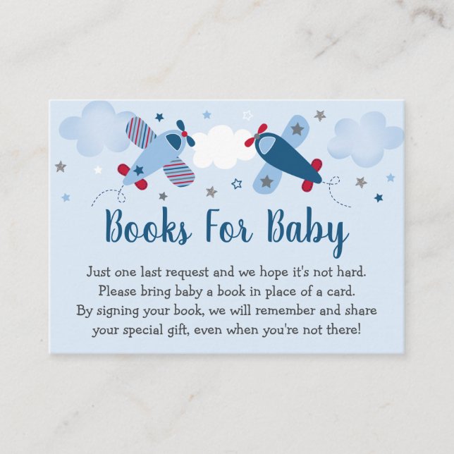Carte D'accompagnement Demande de Baby shower de carnet d'étoiles d'avion (Devant)