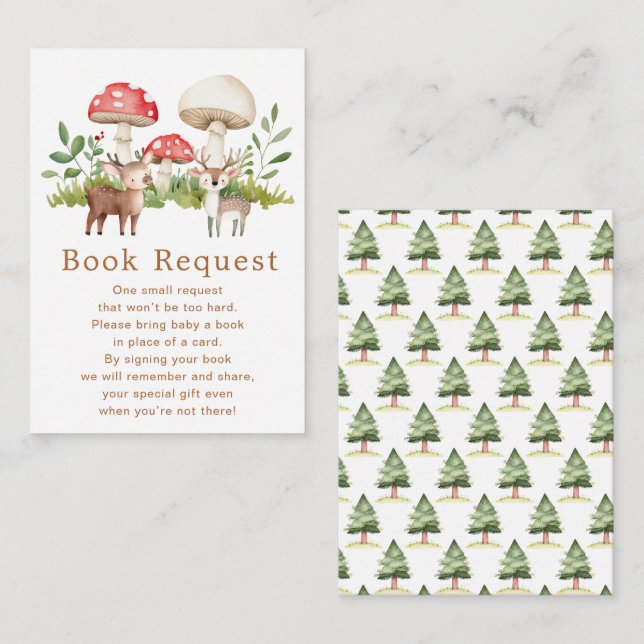 Carte D'accompagnement Demande de Baby shower de cerfs de bois (Devant / Derrière)