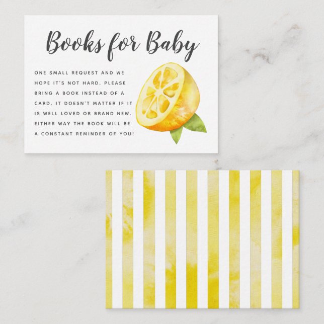 Carte D'accompagnement Demande de Baby shower de citron jaune (Devant / Derrière)