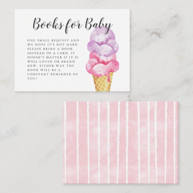 Carte D'accompagnement Demande de Baby shower de crème glacée rose doux (Devant / Derrière)