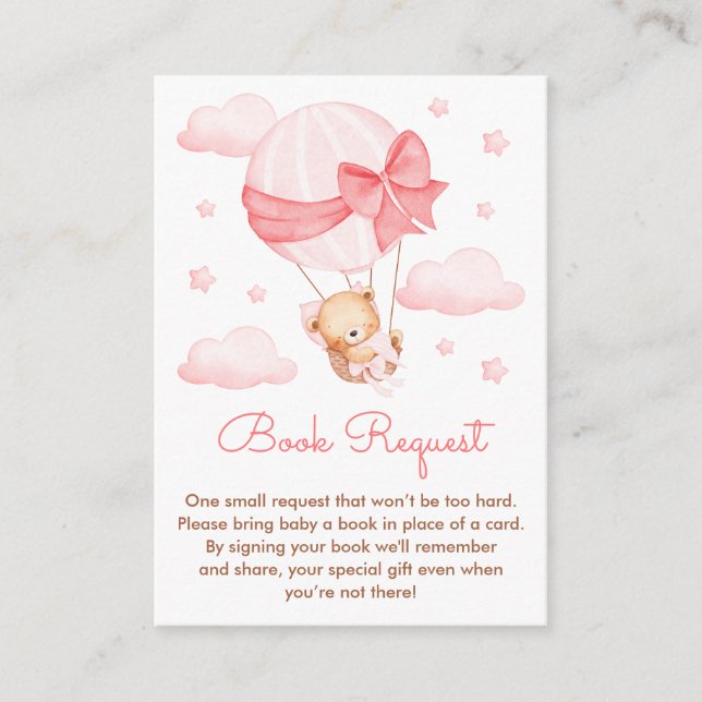 Carte D'accompagnement Demande de Baby shower de  de ballons roses pour f (Devant)