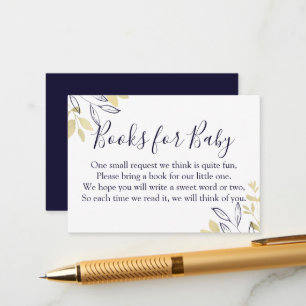 Carte D'accompagnement Demande de Baby shower de la Marine Blue & Gold Fo