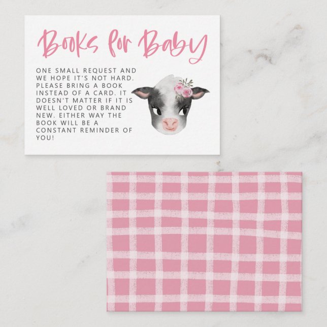 Carte D'accompagnement Demande de Baby shower de la vache fille (Devant / Derrière)