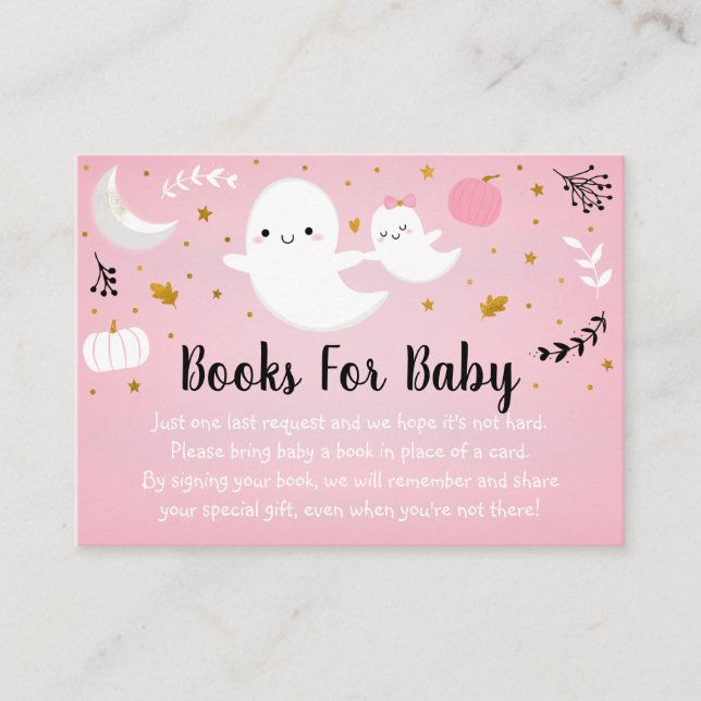 Carte D'accompagnement Demande de Baby shower de Little Boo Pink Ghost (Devant)