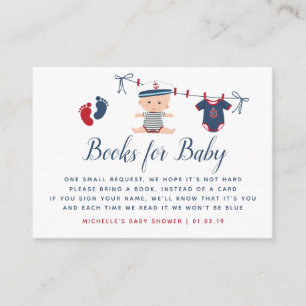Carte D'accompagnement Demande de Baby shower de livre de garçon nautique