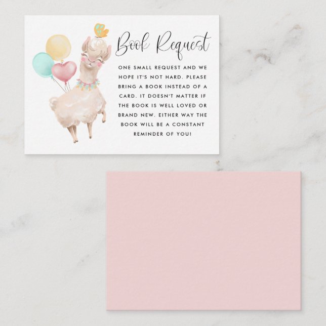 Carte D'accompagnement Demande de Baby shower de Llama doux (Devant / Derrière)