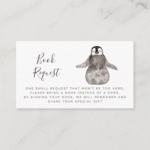 Carte D'accompagnement Demande de Baby shower de Pingouin pour bébé migno