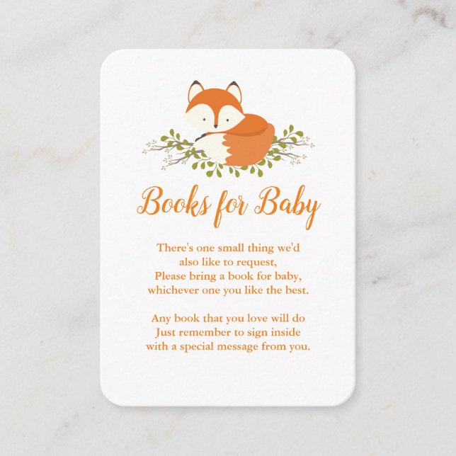 Carte D'accompagnement Demande de Baby shower de renard de bois doux Insé (Devant)