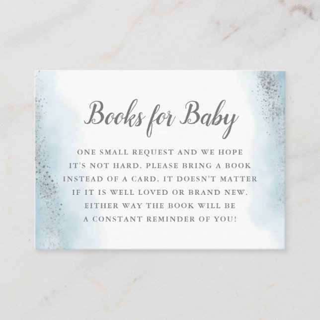 Carte D'accompagnement Demande de Baby shower Ethereal Blue Silver (Devant)
