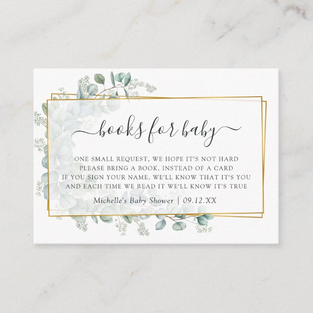 Carte D'accompagnement Demande de Baby shower Eucalyptus géométrique (Devant)