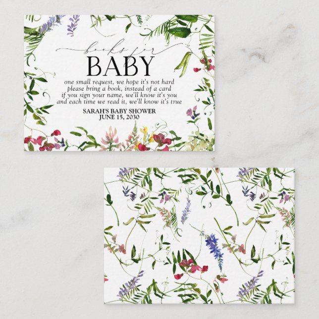 Carte D'accompagnement Demande de Baby shower Fleur sauvage d'été (Devant / Derrière)