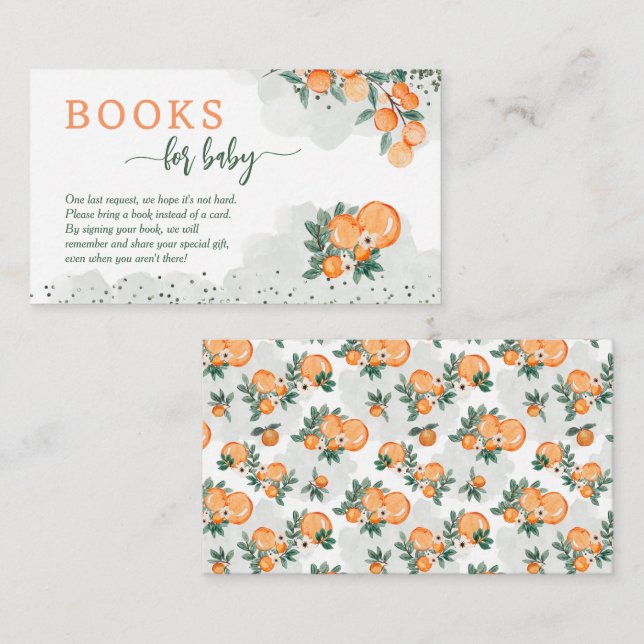 Carte D'accompagnement Demande de Baby shower Little Cutie Oranges (Devant / Derrière)