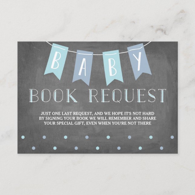 Carte D'accompagnement Demande de baby shower Livre bleu (Devant)