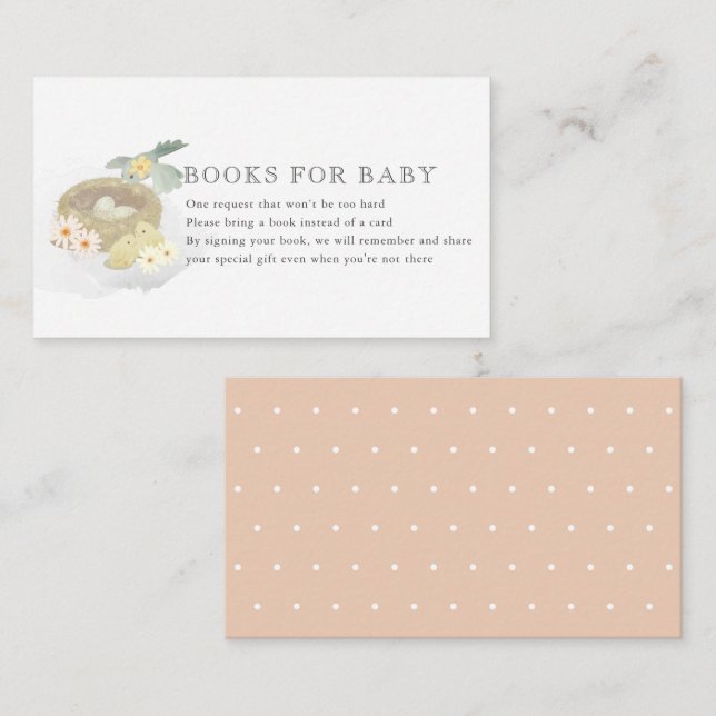 Carte D'accompagnement Demande de Baby shower pour fille rose de nid d'oi (Devant / Derrière)