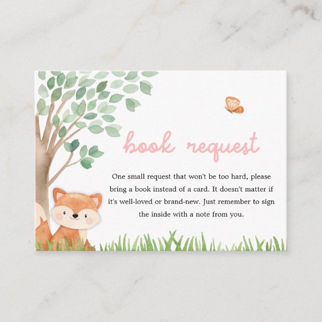 Carte D'accompagnement Demande de Baby shower pour fille Woodland (Devant)