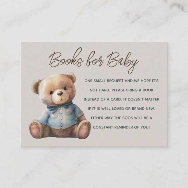 Carte D'accompagnement Demande de Baby shower pour Garçon d'ours (Devant)