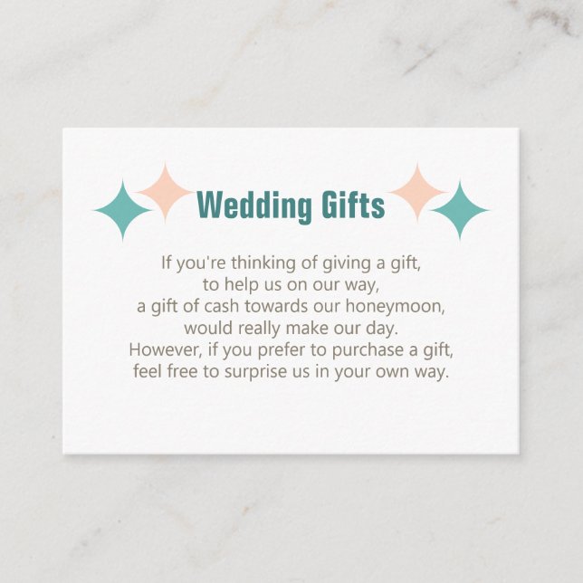 Carte D'accompagnement Demande de cadeau mariage Lune de miel argent pers (Devant)
