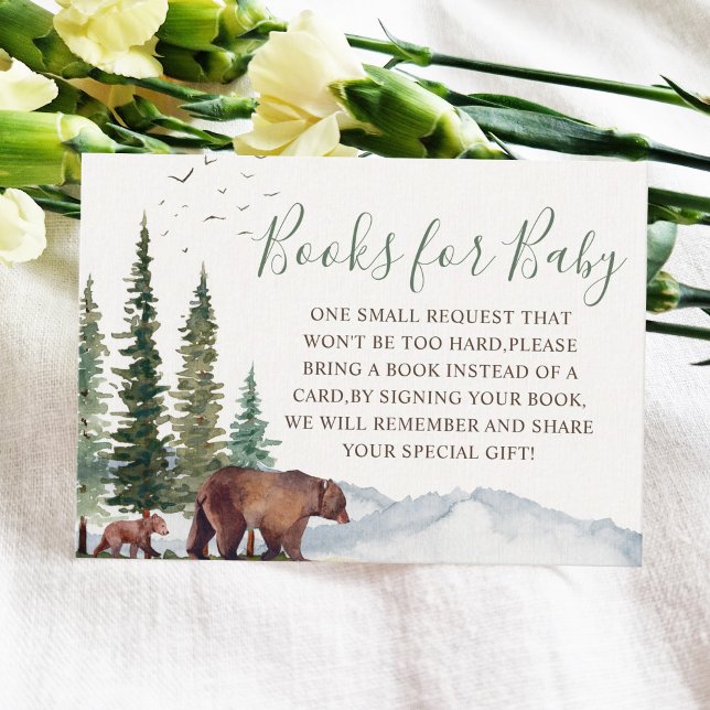 Carte D'accompagnement Demande de carnet de Baby showers Bear Woodland (Créateur téléchargé)