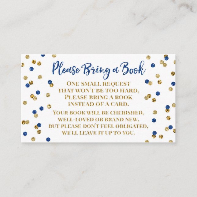 Carte D'accompagnement Demande de carnet de baby showers Marine Blue Gold (Devant)