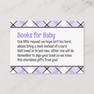 Carte D'accompagnement Demande de carnet de Baby showers Plaid Purple & B