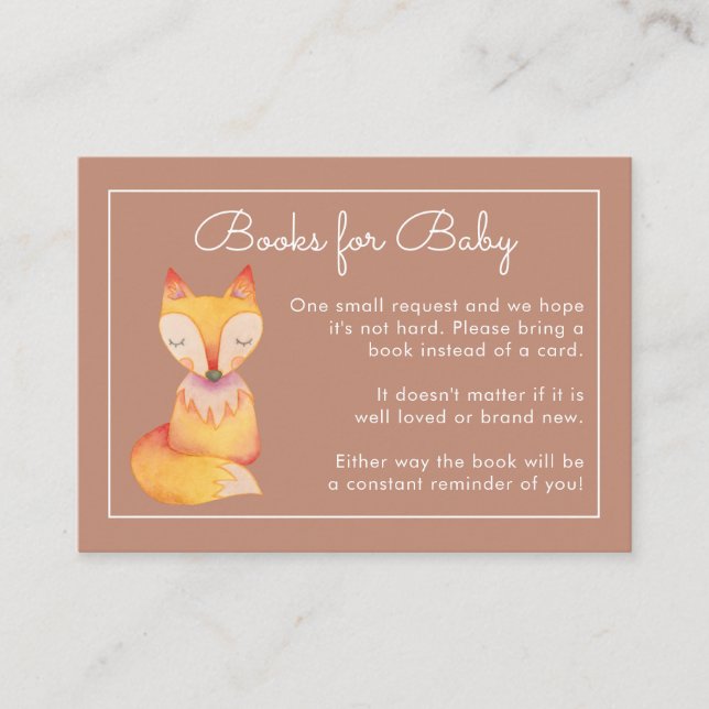 Carte D'accompagnement Demande de carnet de Baby showers Renard Rustique (Devant)