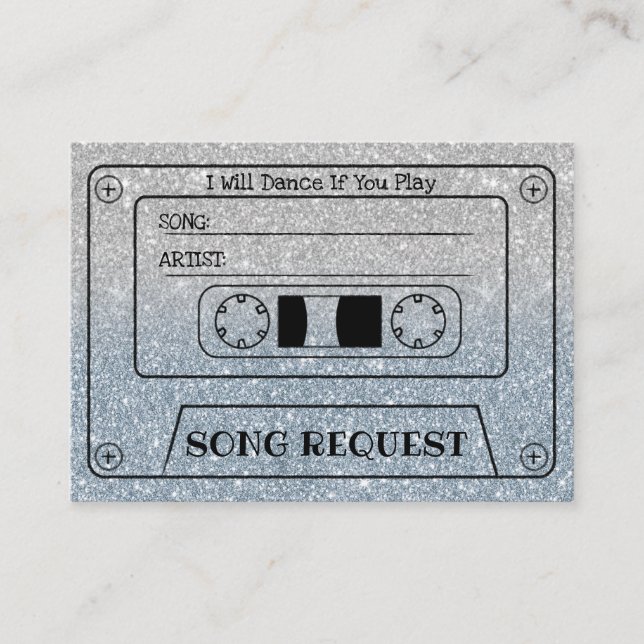 Carte D'accompagnement Demande de chanson de mariage insert pailleté bleu (Devant)
