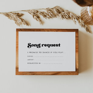 Carte D'accompagnement Demande de chanson rétro noir et blanc élégant