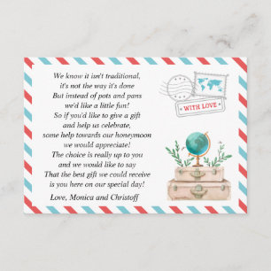 Carte D'accompagnement Demande de fonds de lune de miel Voyage Mariage Sh