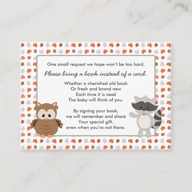 Carte D'accompagnement Demande de livre animal Woodland / Infos baby show (Devant)