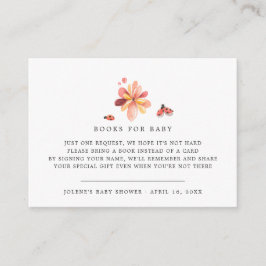 Carte D'accompagnement Demande de livre | Baby Shower Ladybug Florale