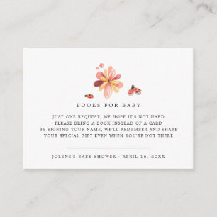 Carte D'accompagnement Demande de livre   Baby Shower Ladybug Florale