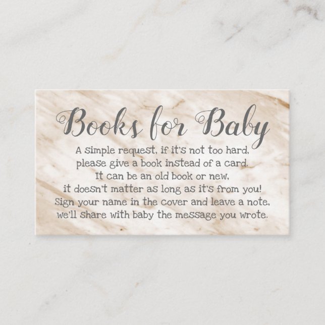 Carte D'accompagnement Demande de livre Baby shower Poème beige Invitatio (Devant)