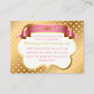 Carte D'accompagnement Demande de livre Couronne Rose Or Princesse Royale