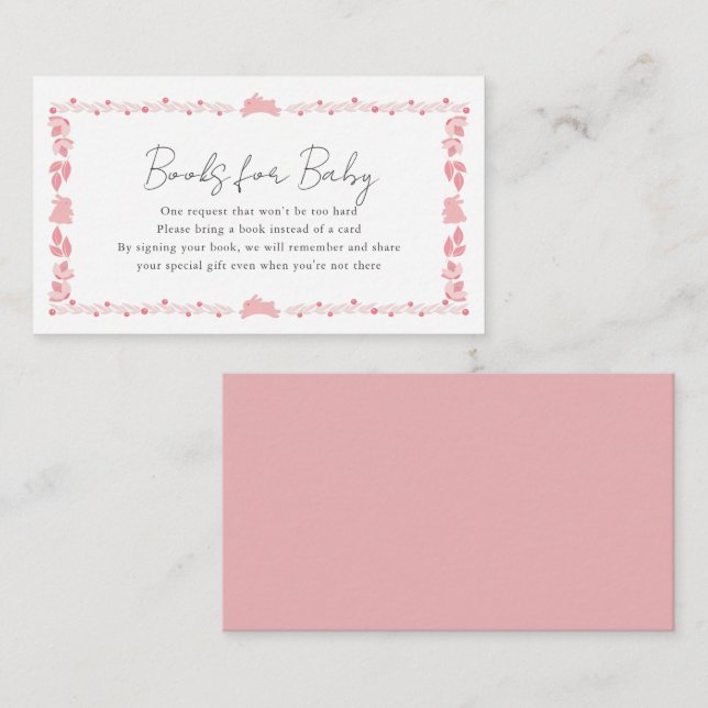 Carte D'accompagnement Demande de livre de Baby shower de lapin d'art pop (Devant / Derrière)