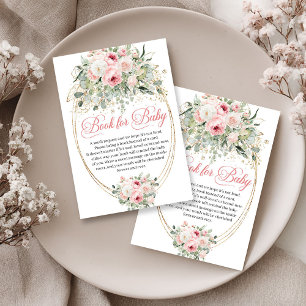 Carte D'accompagnement Demande de livre de Baby Shower Glam Blush et Or