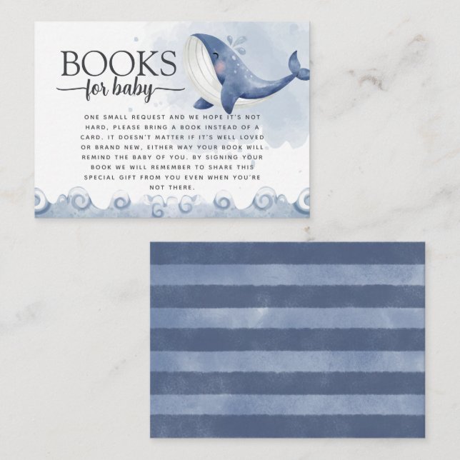 Carte D'accompagnement Demande de livre de baleine pour Baby Insert Card (Devant / Derrière)