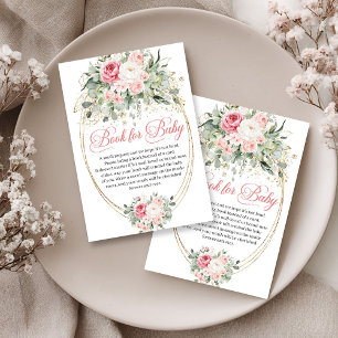 Carte D'accompagnement Demande de livre Fleurs Rose Pâle Minimal Or