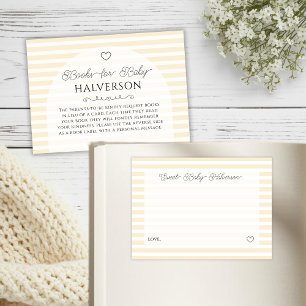 Carte D'accompagnement Demande de livre pour Baby Shower avec rayures jau