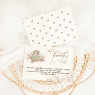 Carte D'accompagnement Demande de livre pour Baby Shower Bear Green Hoodi
