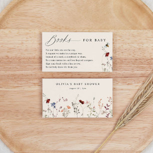 Carte D'accompagnement Demande de livre pour Baby Shower "Boho Wildflower