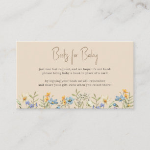 Carte D'accompagnement Demande de livre pour baby shower de fleurs sauvag