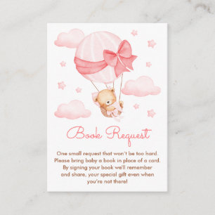 Carte D'accompagnement Demande de livre pour Baby Shower Fille Ours Ballo