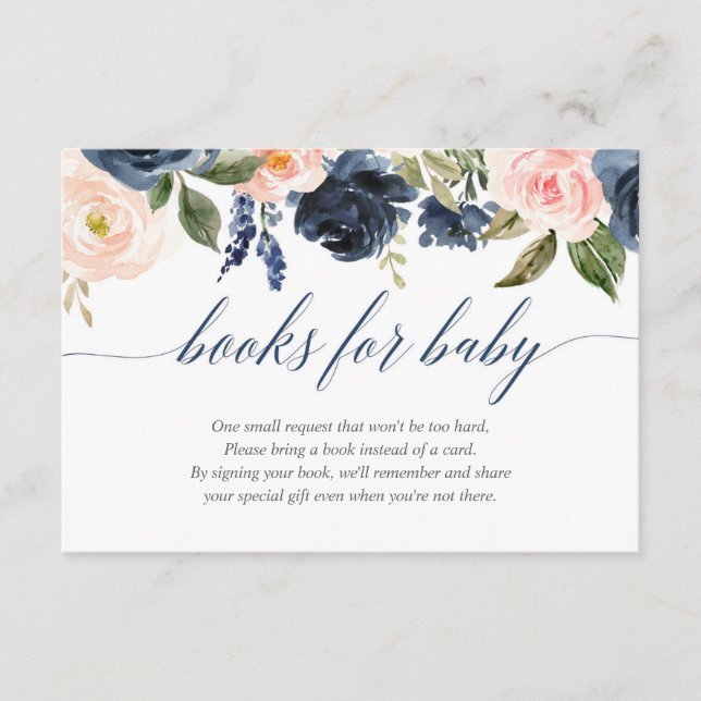 Carte D'accompagnement Demande de livre pour baby shower fille rose bleu  (Devant)