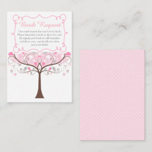 Carte D'accompagnement Demande de livre pour Baby Shower Fleurie Rose ave