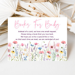 Carte D'accompagnement Demande de livre pour Baby Shower Fleurs Sauvages 