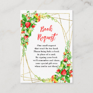 Carte D'accompagnement Demande de livre pour Baby Shower « Fraises et Pâq