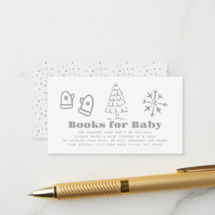 Carte D'accompagnement Demande de livre pour Baby Shower hivernal dessiné