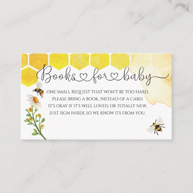Carte D'accompagnement Demande de livre pour Baby Shower Honey Bee (Devant)