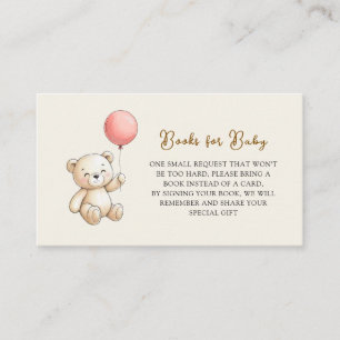 Carte D'accompagnement Demande de livre pour Baby Shower Ours en peluche 
