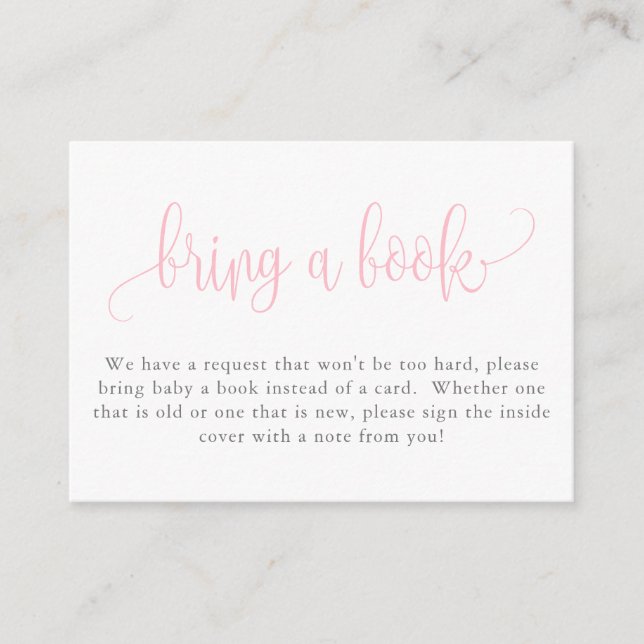 Carte D'accompagnement Demande de livre pour Baby Shower, Rose Clair (Devant)